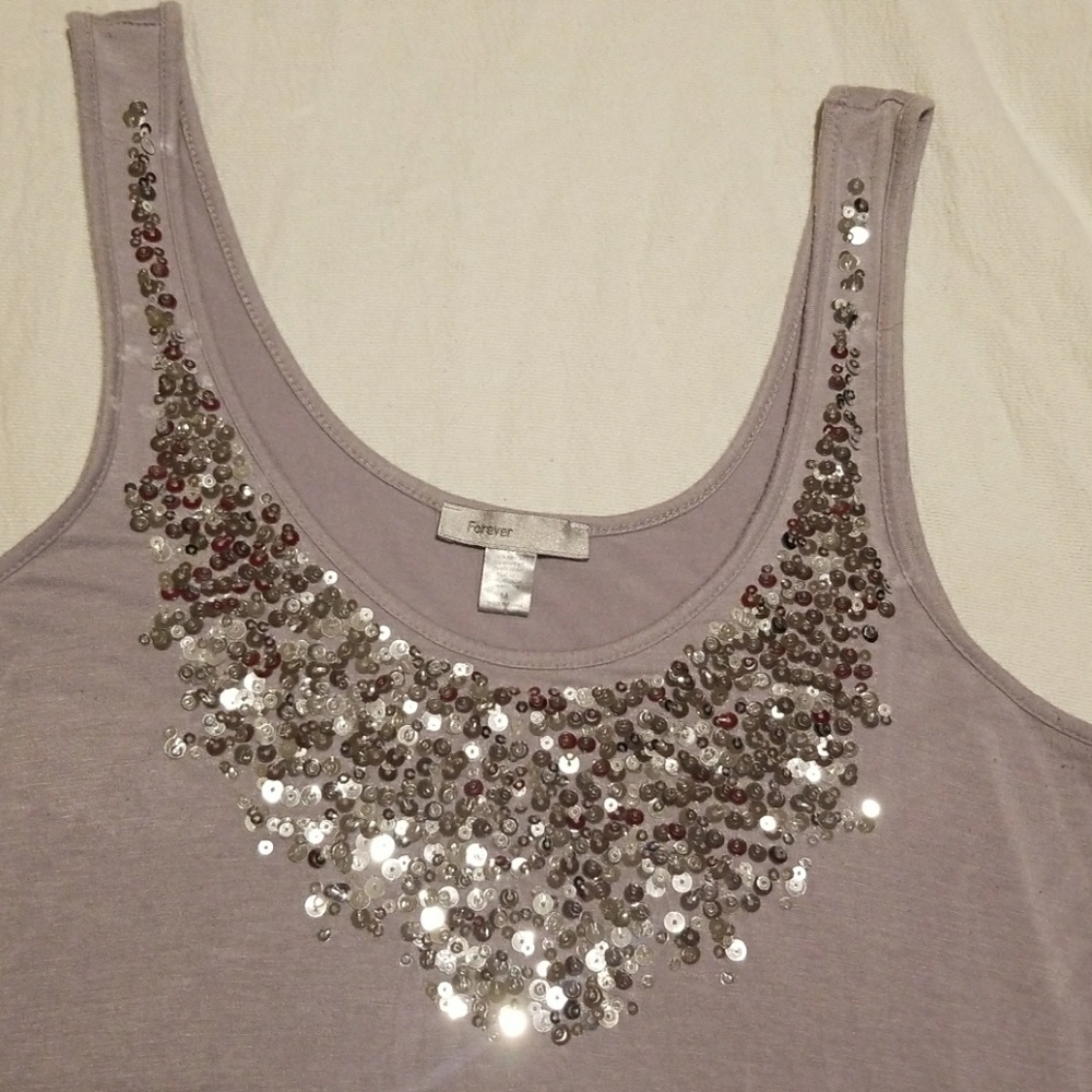 Sequined long tank top